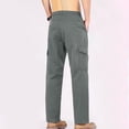 thumbnail image 3 of WREESH Men's Cargo Pants Trousers Pants Cotton Solid Color Multi-Pocket Pants Work Pants Casual Pants Straight-Leg Pants Denim Trousers Olive Green, 3 of 10