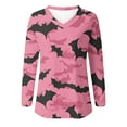 thumbnail image 5 of Stamzod Women's Tops Halloween Casual V-Neck Long Sleeve Shirts Fall Pullover Ladies Tops and Blouses Pink D XL, 5 of 5