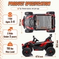 thumbnail image 6 of Joyracer 4WD 24 Volt Ride on Toys, 2 Seater Electric Cars, Birthday Gift for Kids with 800W Motors, Remote Control, Bluetooth, LED Light, Red, 6 of 9