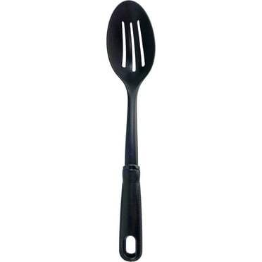 Mainstays Slotted Plastic Straining Spoon, Soft-Grip Black Handle, Nylon Head