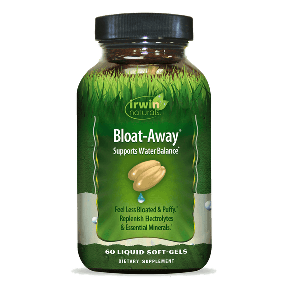 Irwin Naturals Bloat-Away - Water Balance Support - Replenish Electrolytes & Essential Minerals - 60 Liquid Soft-Gels