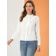 thumbnail image 3 of Camisa Elegante Con Volantes En La Parte Delantera Allegra K Para Mujer Blusa De Manga Larga Con Lunares Suizos Blanco S, 3 of 6