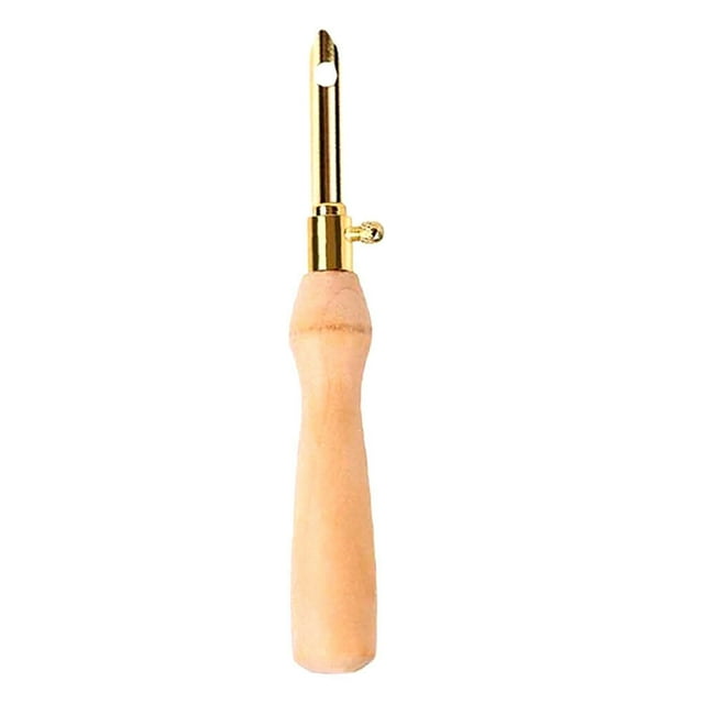 pitrice Embroidery Needle Metal Portable Colorful Tambour Needle with Wooden Handle, Gold