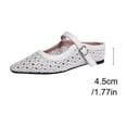 thumbnail image 6 of hoksml Women's Crochet Pointed Toe Mules, Adjustable Buckle Strap, Low Heel Casual Shoes, 6 of 9