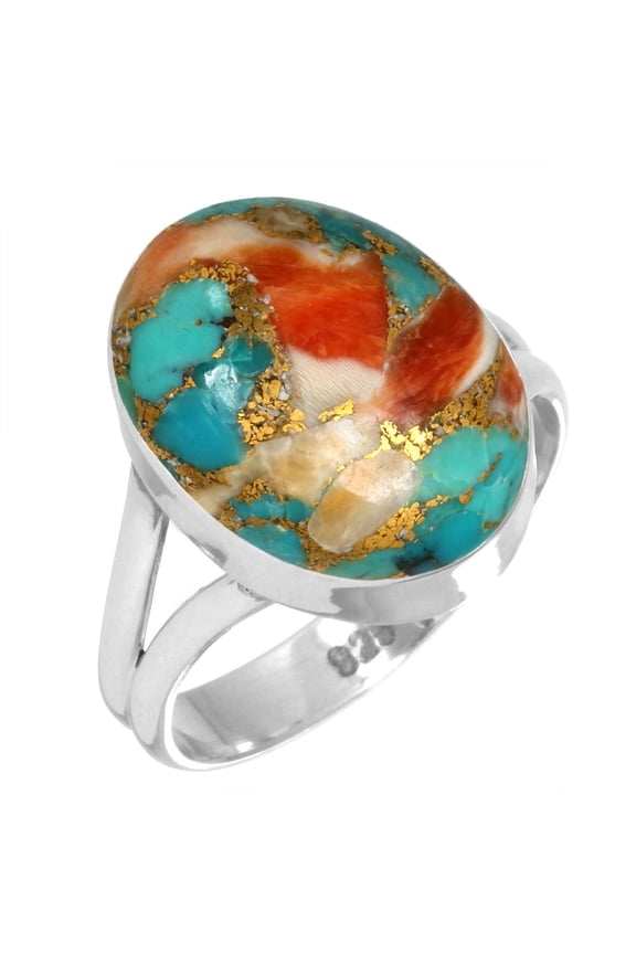 925 Sterling Silver Women Jewelry Natural Spiny Oyster Ring