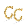 thumbnail image 3 of Charmsy Gold Plated Twisted Small C Hoop Earrings for Women 25 MM, 3 of 5