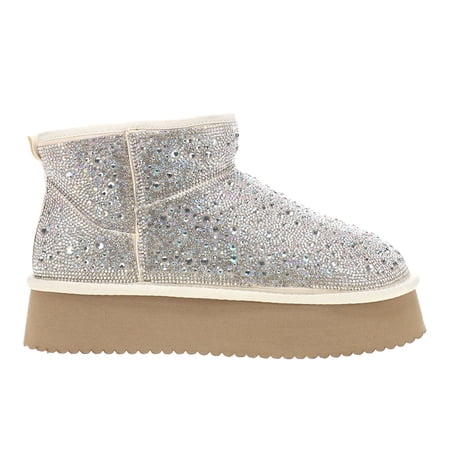Corkys Womens Homebody Rhinestone Platform Pull On Round Toe Ankle Boots
