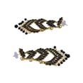 thumbnail image 3 of Crunchy Fashion Bollywood Jewellery Traditional Ethnic Bridal Bride Wedding Bridesmaid Ethnic Gold-Plated Jadau Black Kundan Long Pearl Earrings Jhumka earrings, 3 of 4