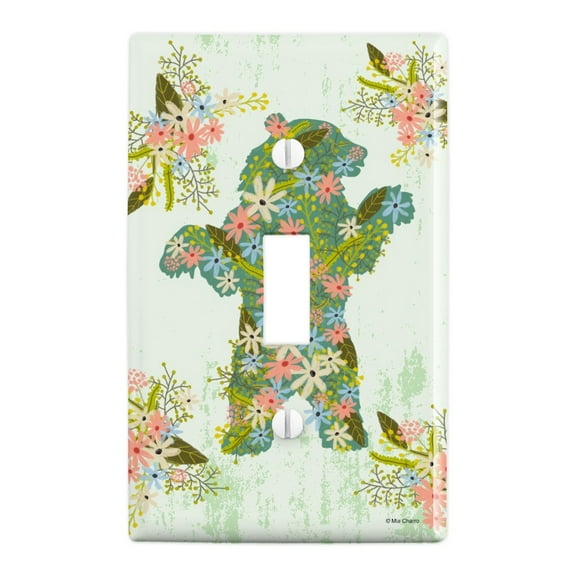 Flowery Floral Bear Silhouette Plastic Wall Decor Toggle Light Switch Plate Cover