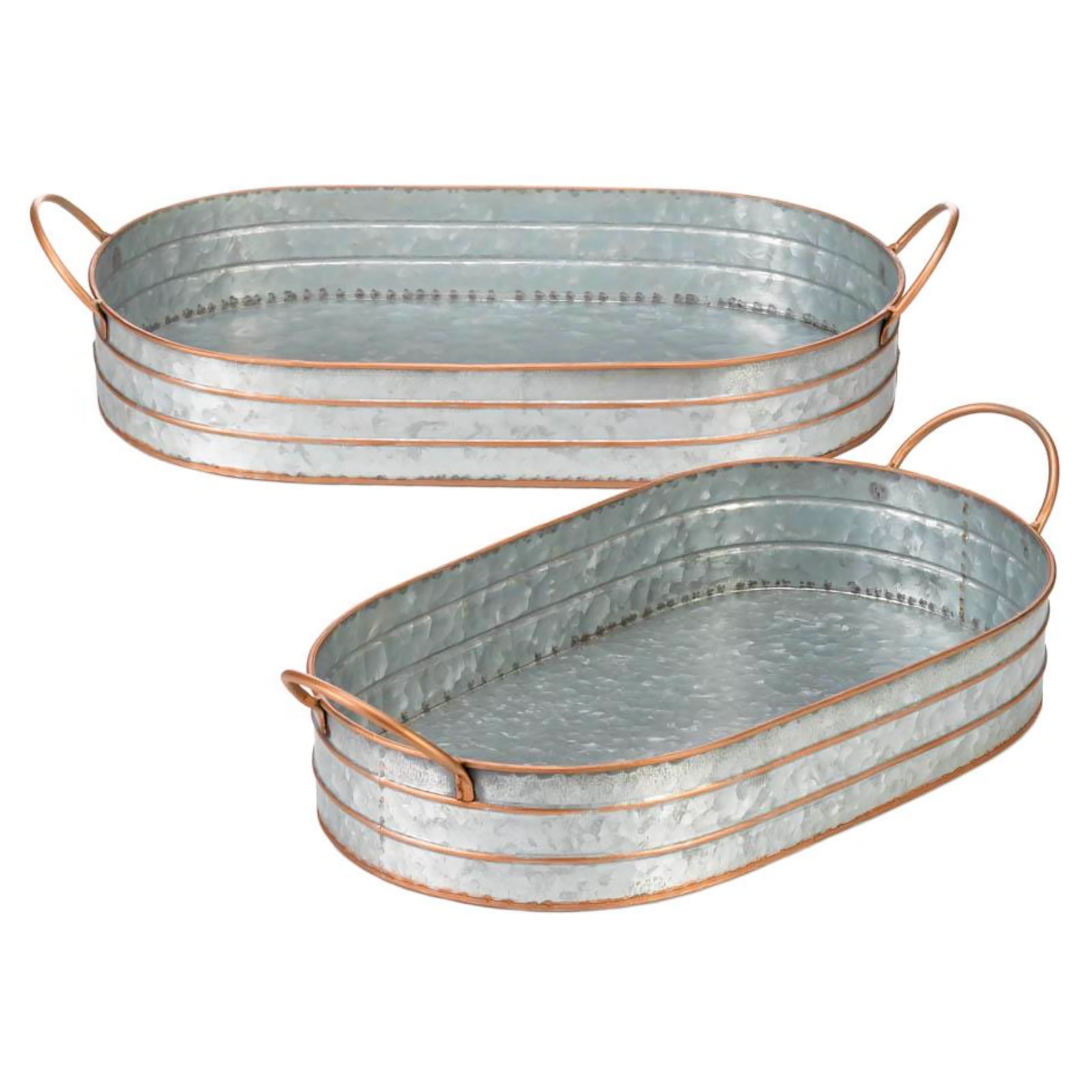 Oakdale Oblong Galvanized Metal Serving Trays Rustic Country Serving
