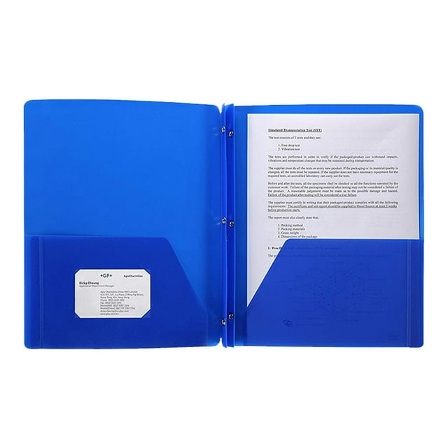 ZTTD Chemises à 2 Pochettes avec Attaches (1 Paquet, Bleu), Chemises en Papier avec 2 Pochettes et 3 Attaches pour Papier Format Lettre, Chemises avec Attaches pour Bureau Maison Affaires (Type5-Bleu)