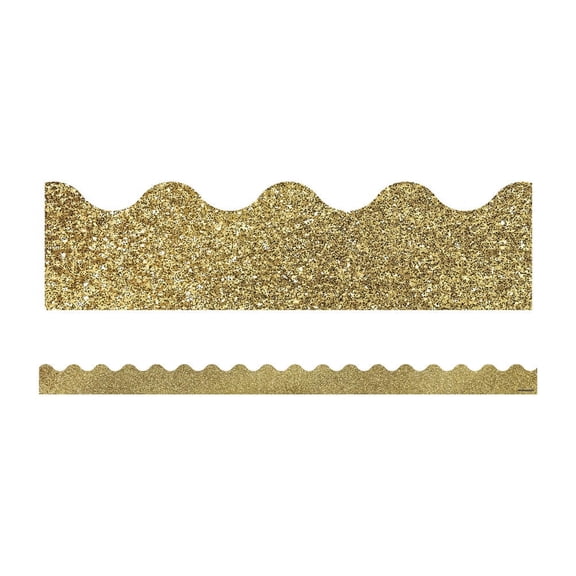 Sparkle and Shine Gold Glitter Scalloped Bulletin Board Borders (Other)