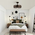 thumbnail image 3 of Parrot Uncle 21" Industrial 3-Blade Drum Ceiling Fan with Remote and LED Light, 3000K LED Ceiling Fan, 3 of 13
