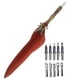 thumbnail image 2 of Pluma de Pluma artesanal Bling Bling lápiz de inmersión de Acero inoxidable tallado Retro marrón y rojo, 2 of 12