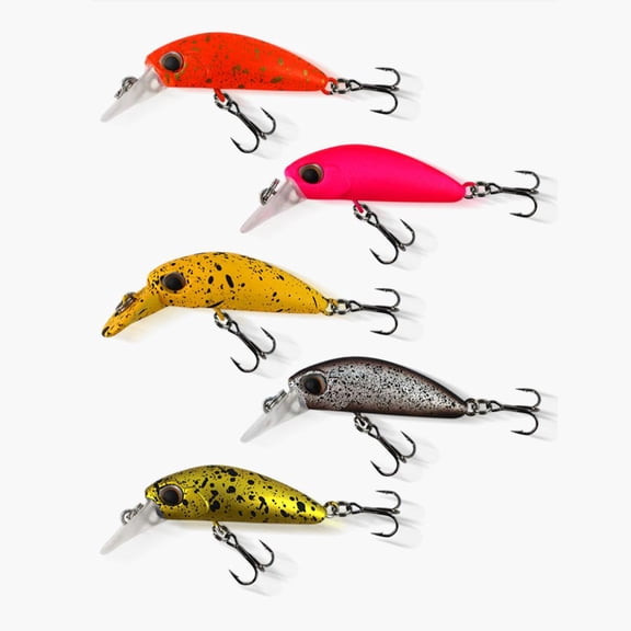 5 Count Floating Mini Minnow Hard Fishing Lures, Lifelike Bionic Artificial Baits with Sharp Treble Hooks for Freshwater and Saltwater Fishing, Suitable for Anglers and Family Fishing Trips