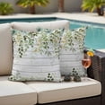 thumbnail image 4 of Sage Green Eucalyptus Leaves Outdoor Waterproof Pillow Covers, Summer Botanical Weeping Wooden Decorative Square Throw Pillowcase Sofa Cushion Sham for Patio/Couch/Chair, 18"x18" 2 Pack, 4 of 8