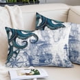 thumbnail image 2 of Nautical Blue Octopus Throw Pillow Covers, Coastal Ocean Summer Boat Soft Breathable Pillow Cases with Invisible Zipper for Sleeping, King Size Pillowcases for Couch Bed Sofa Chair 20x36 Inches, 2 of 9
