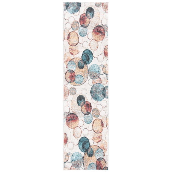 SAFAVIEH Phoenix Leighton Abstract Runner Rug, Ivory/Rust, 2'2" x 8'