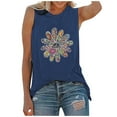 thumbnail image 3 of Gibobby Blusas sueltas básicas con estampado de cuello redondo para mujer(Azul,M), 3 of 3