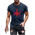 thumbnail image 1 of Mens Casual Manga Corta Botón Abajo Camisetas Estados Unidos Bandera Impresión Cuello Redondo Suéter Camiseta, Poliéster Casual Uso Diario para Hombres, 1 of 5