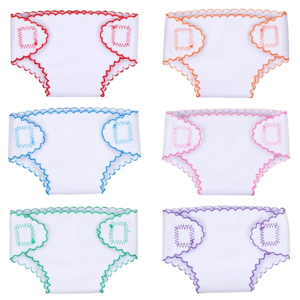 Pañales para muñecas BABESIDE, lavables para muñecas de 30 a 38 cm, 6 unidades