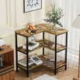 thumbnail image 4 of VECELO Gray L-Shaped 3 Tiers Open Wood Corner Shelf, 4 of 11