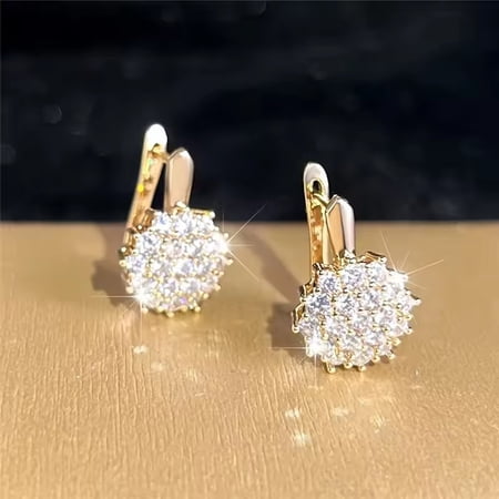 New cross-border fashion copper-set zircon earrings, exquisite French-style flower earrings, U-shaped, unique and simple earrings.