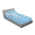 thumbnail image 2 of Ambesonne Modern Fitted Sheet & Pillow Sham Set, Glass with Water Marks, Twinxl, Pale Blue White, 2 of 2