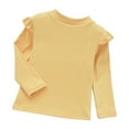 thumbnail image 2 of ATOGUTA Girls Shirts Casual Long Sleeve Shirts Kids Crewneck Soft Tunic Tops Basic Casual T-Shirts Yellow, Size 1T-10, 2 of 3