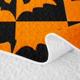 thumbnail image 5 of Erosebridal Halloween Bat Checkered Twin Quilt Set for Boys Girls, Goth Grid Print Twin Coverlet Set, Black Orange, 2pcs, 5 of 7