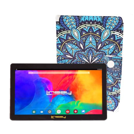 UPC: 0602573984482 | LINSAY 7  Quad Core 2GB RAM 32GB Storage Android 12 WiFi Tablet with case Mandala Blue Leather Case