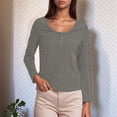 thumbnail image 2 of EDFBUYKRS V Neck T Shirts for Women Long Sleeve Tops Solid Color Tee Casual Shirts Xl, 2 of 4