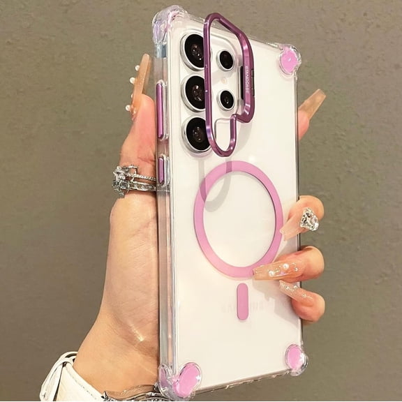 Case for Galaxy S24,Military Drop Clear Candy Built-in Lens Kickstand Slim Protective Shockproof with Wireless Charging Phone Case for Samsung Galaxy S24,6.2" 2024 (Purple)