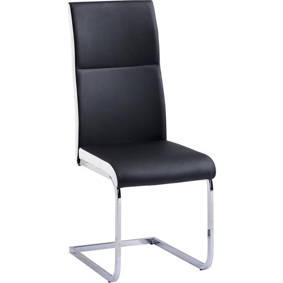 Best Master Furniture Ajay 18" Faux Leather Dining Chair in Black (Set of 2)