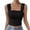 Black, variant on Women's Wide Strap Square Neck Crop Tank Tops Ribbed Texture Sleeveless Slim Fit Cami Shirts Backless Going Out Tops S-2XL