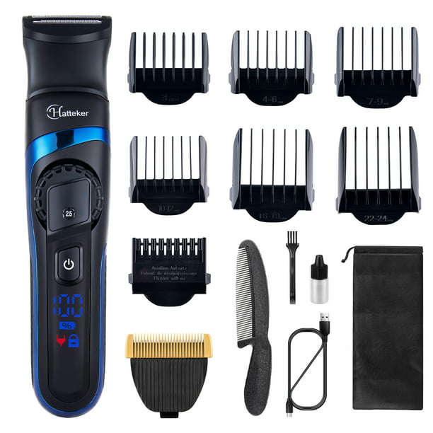 Hatteker Mens Hair Trimmer Clipper Body Hair Groomer Electric Hair Cutting  Grooming Kit Cordless Back Shavers Waterproof USB Rechargeable 