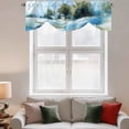 thumbnail image 3 of Tie Up Valances for Windows, Blue Green Spring Adjustable Valance Curtains Window Treatment for Living Room, Watercolor Flower Trees Nature Landscape Rod Pocket Kitchen Curtains & Drapes 54x18 Inch, 3 of 9