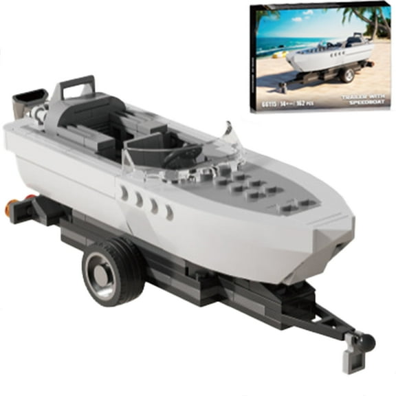 GZBrick Trailer With Speedboat Building Sets Compatible with Lego Cars for Adults Boy 162PCS