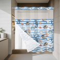 thumbnail image 4 of Summer Marine Life No Hook Shower Curtain with Snap in Liner Seahorses Corals Tropical Fish Blue Striped Waterproof Bathroom Shower Curtain with See Through Top Window for Bathtub 72" x 72", 4 of 9