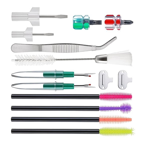 14Pcs Sewing Machine Repair Tool with Tweezer Double Headed Brush Screwdrivers