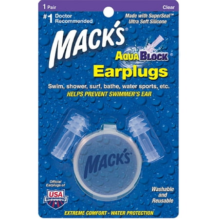 Mack's AquaBlock Earplugs 1 Pair (Pack of 3)