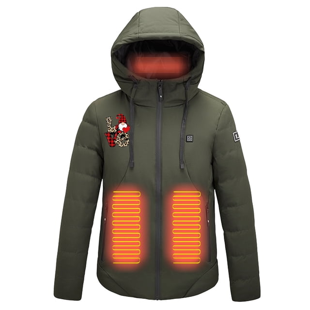 Penkiiy Heated Jackets for Women Men USB Intelligent Constant Temperature Heated Windproof Plus Size Men And Women Winter 4 Heated Jacket Coat S Army Green