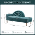 thumbnail image 3 of Chaise Longue with High-Density Sponge Arched Back & Right Armrest, Comfy Cushion, Sturdy Wood Frame, Up to 660 lbs Capacity, Linen Fabric, Ideal for Living Room, Study, and Bedroom, Turquoise, 3 of 11