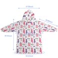 thumbnail image 3 of Wearable Blanket Hoodie,Cat and Fishbone White Pattern Oversized Sherpa Blanket Hoodie with Super Pockets,Super Warm Fuzzy Pullover for Women & Men, 3 of 6