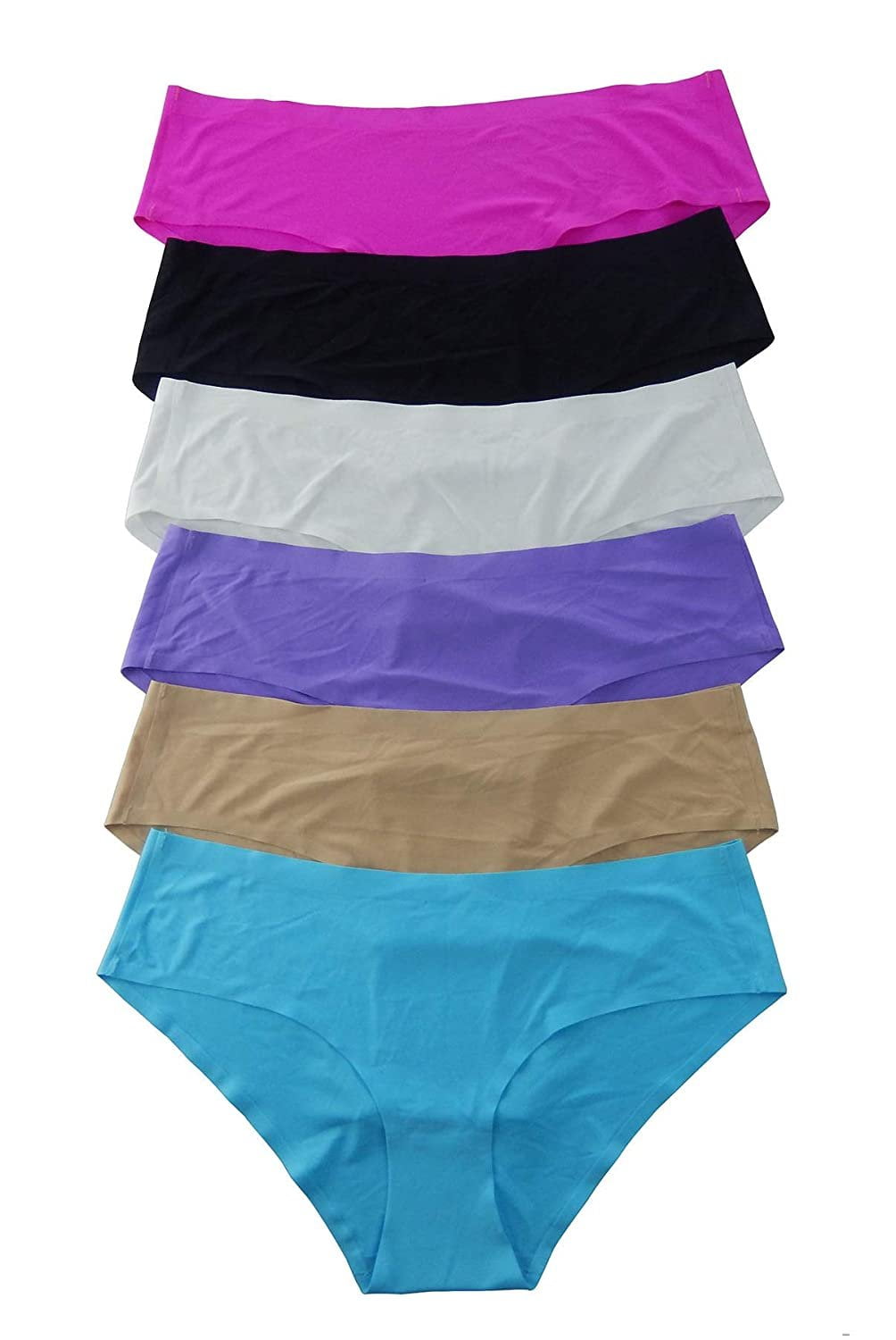 Iheyi 6 Pieces Lowrise No Show No Line Laser Cut Boyshorts Bikini Panty