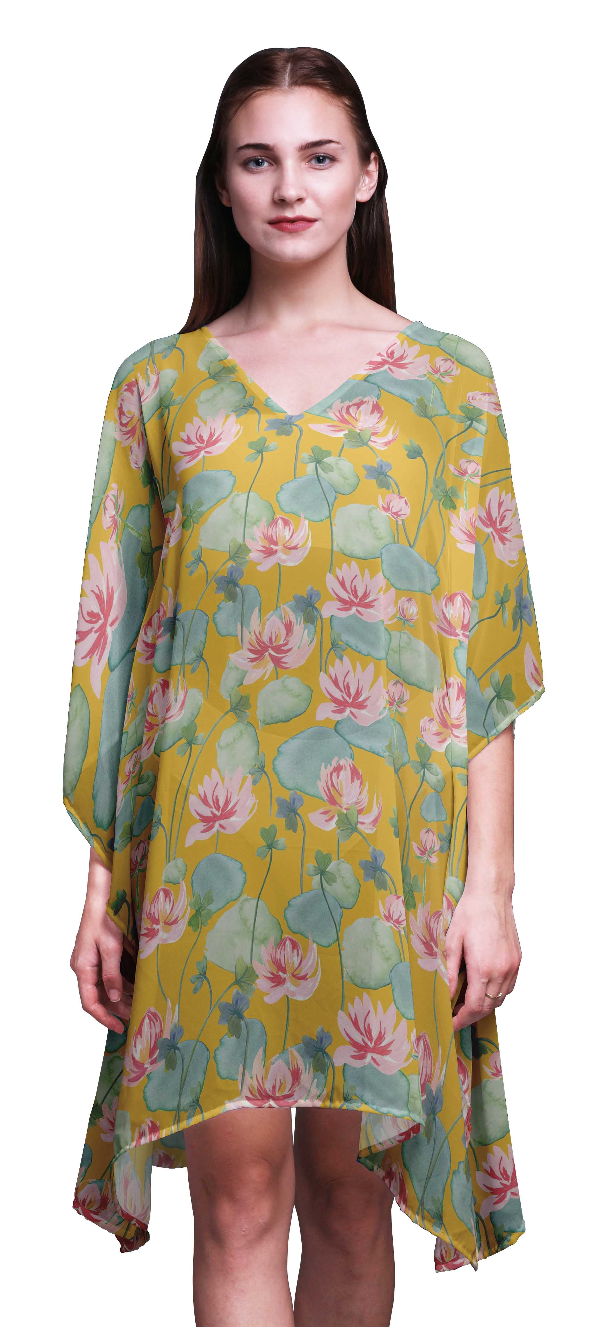 Bimba Flower Short Caftan Midi Dress Beach Swimwear Cover up WomensÂ ...