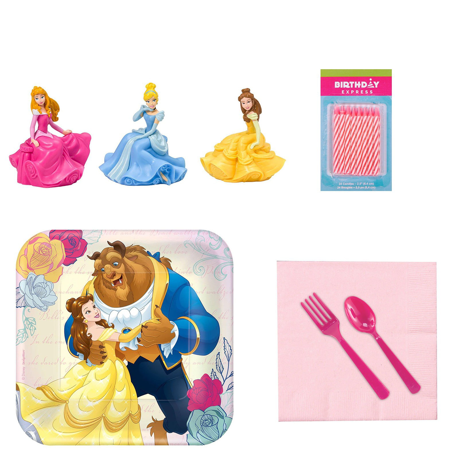 Beauty and the Beast Party Pack Plates Cups 48 Piece 16 Person Party Supplies 