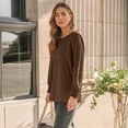 thumbnail image 6 of SUNBS Long Sleeve Shirts for Women Pleated Crewneck Fall Winter Casual Blouses, Sizes S-3XL, 6 of 7