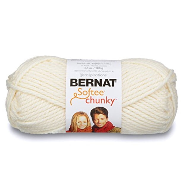 bernat softee chunky yarn, 3.5 oz, gauge 6 super bulky, natural