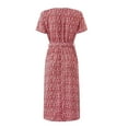 thumbnail image 3 of Bellella Robe Midi d'Été pour Femmes Col en V Robe d'Été Imprimé Floral Robes Évasées Respirantes Manches Courtes Boho Rouge TG, 3 of 6